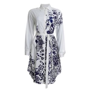 Chemise Branca Estampa Azul