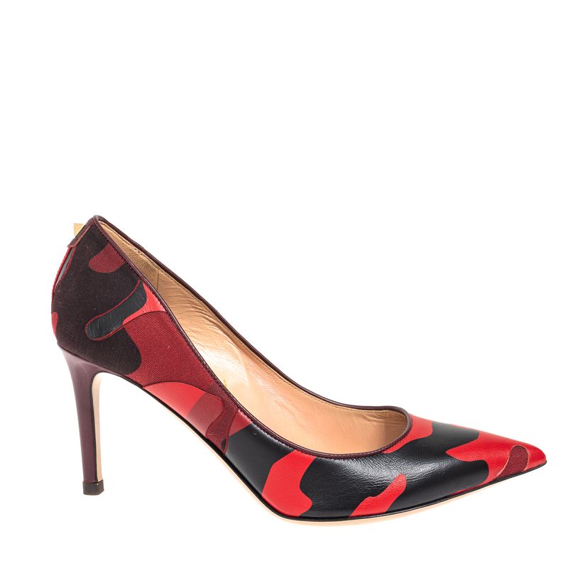 Scarpin-Valentino-Garavanni-Camuflagem-Vermelho