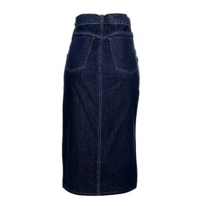 Saia Mixed Fenda Jeans Azul