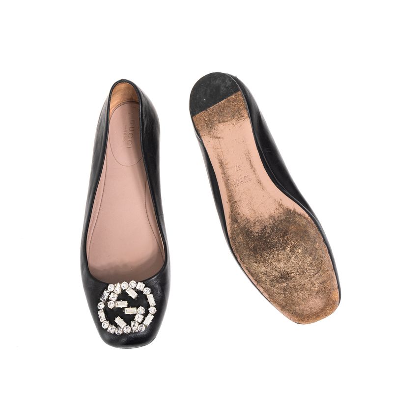 Sapatilha-Gucci-GG-Interlocking-Pedraria-Couro-Preto