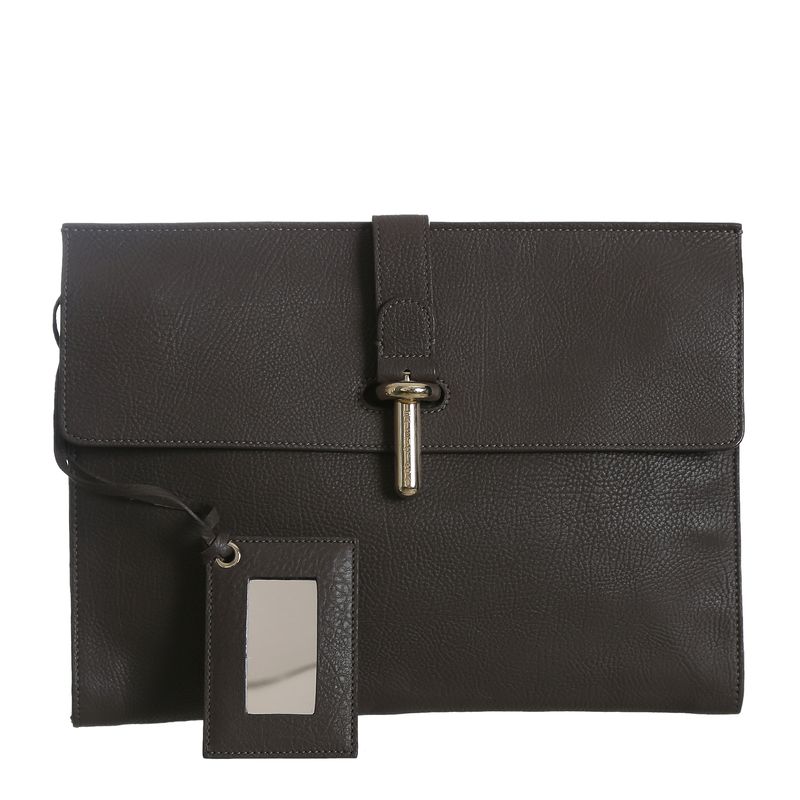 Clutch-Balenciaga-Couro-Cinza