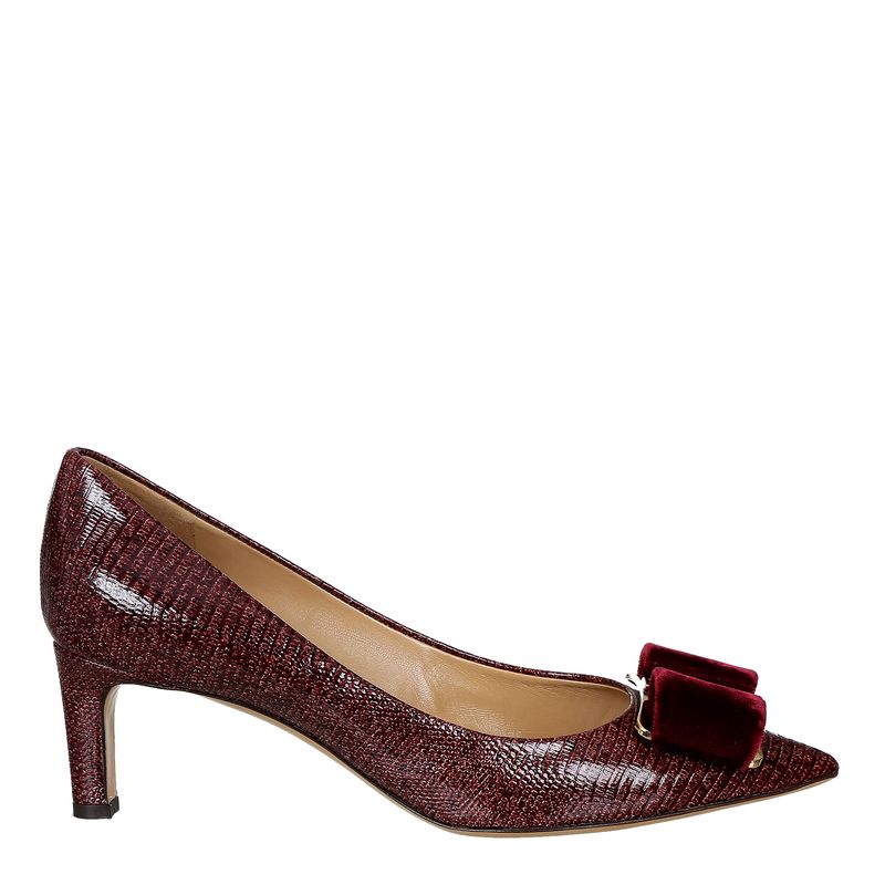 Scarpin-Salvatore-Ferragamo-Couro-e-Veludo-Vinho-