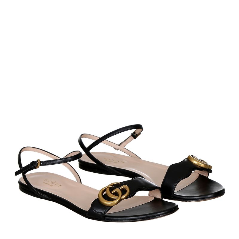 Sandalia-Gucci-Rasteira-GG-Preta