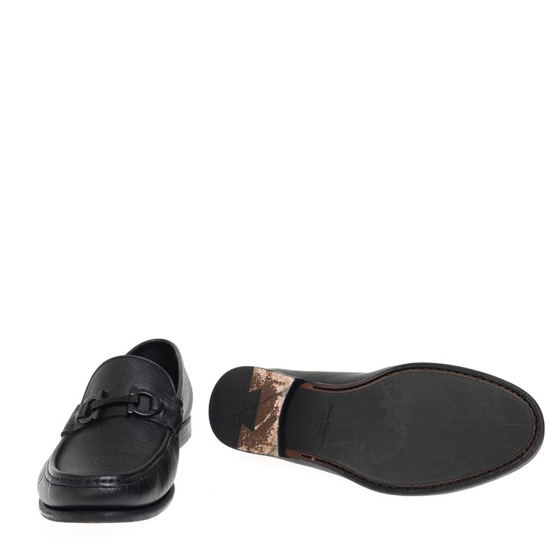 Mocassim-Salvatore-Ferragamo-Gancini-Couro-Preto