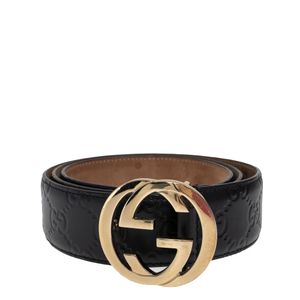 Cinto Gucci GG Interlocking Guccissima Preto