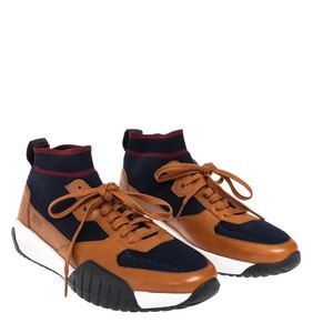 Tênis Hugo Boss Tricô e Couro Marrom e Azul