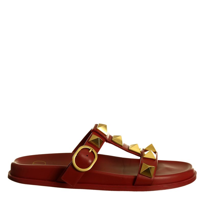 Rasteira-Valentino-Rockstud-Couro-Vermelho-