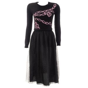 Vestido Red Valentino Tule e Tricô Preto