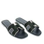 Sandalia-Hermes-Oran-Veludo-Verde