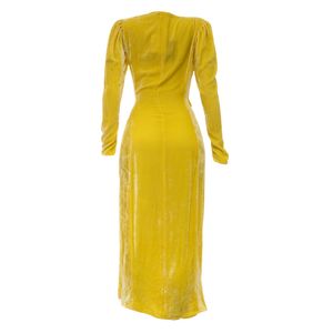 Vestido The Attico Manga Longa Veludo Amarelo