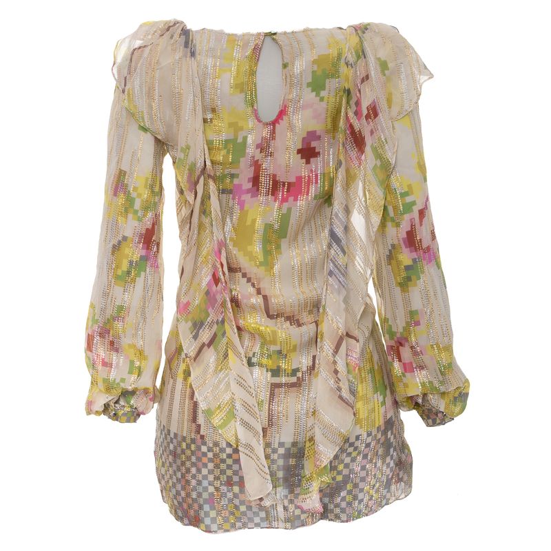 Vestido-Matthew-Williamson-Seda-Estampa-Pixels-Colorida
