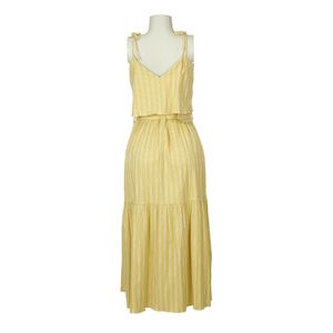 Vestido A Niemeyer Listrado Amarelo e Branco