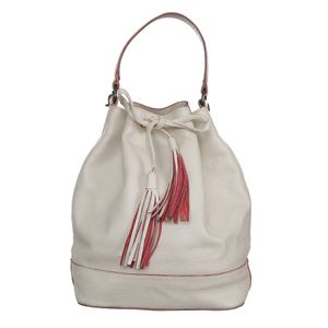 Bolsa Glorinha Paranaguá Couro Creme e Vermelho