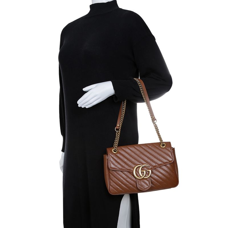 Bolsa-Gucci-GG-Marmont-Couro-Marrom
