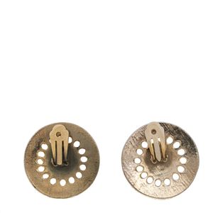 Brinco de Pressão VIntage Pedra Azul Círculo Dourado