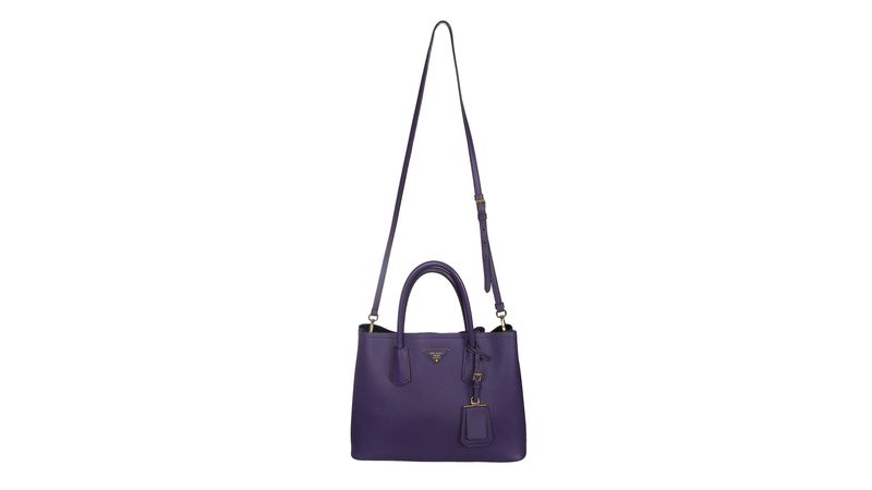 Bolsa Prada Double Pequena Saffiano Roxo | Brechó de luxo - Prettynew