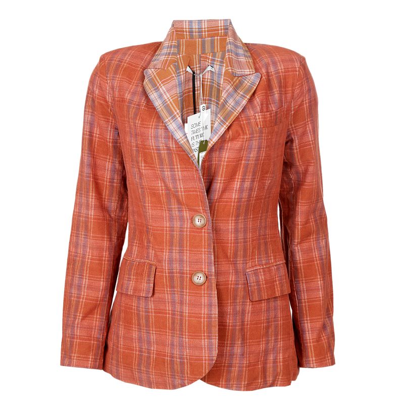 Blazer-Clemence-Xadrez-Terracota-