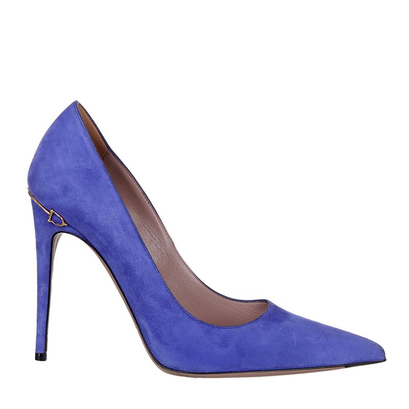 Scarpin-Gucci-Horsebit-Camurca-Azul
