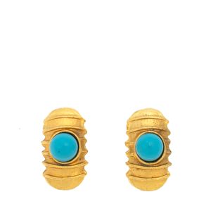 Brinco de Pressão Vintage Esfera Azul