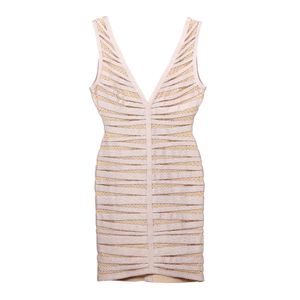 Vestido Herve Leger Bandagem e Aplicação Rose