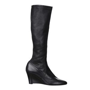Bota Salvatore Ferragamo Anabela Couro Preto