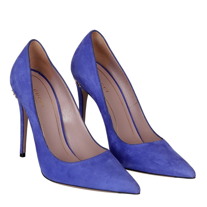 Scarpin-Gucci-Horsebit-Camurca-Azul