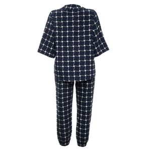 Conjunto Gaya Algodão Estampa Quadrados Marinho