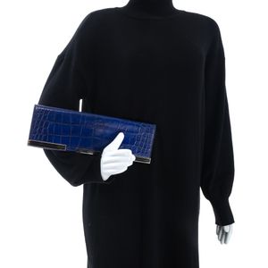Bolsa Clutch Gucci Couro Texturizado Azul