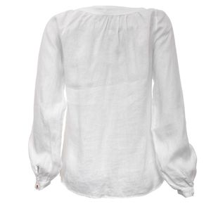 Camisa Cris Barros Botões Morangos Linho Branco