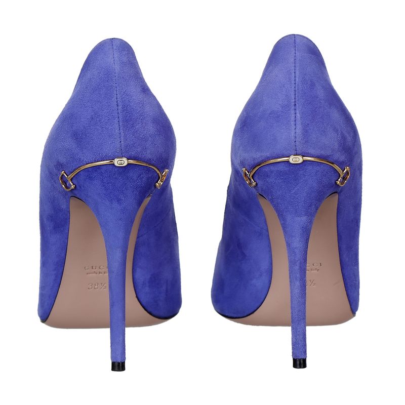 Scarpin-Gucci-Horsebit-Camurca-Azul