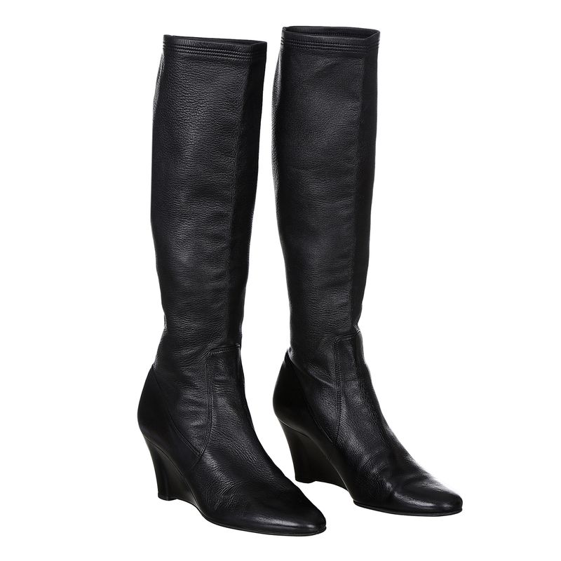 Bota-Salvatore-Ferragamo-Anabela-Couro-Preto-