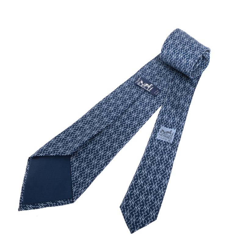 Gravata-Hermes-H-Lift-Seda-Azul