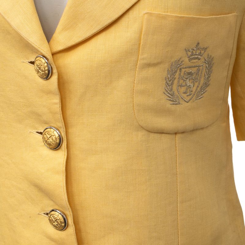 Blazer-Vintage-Linho-Amarelo-Botoes-Brasao