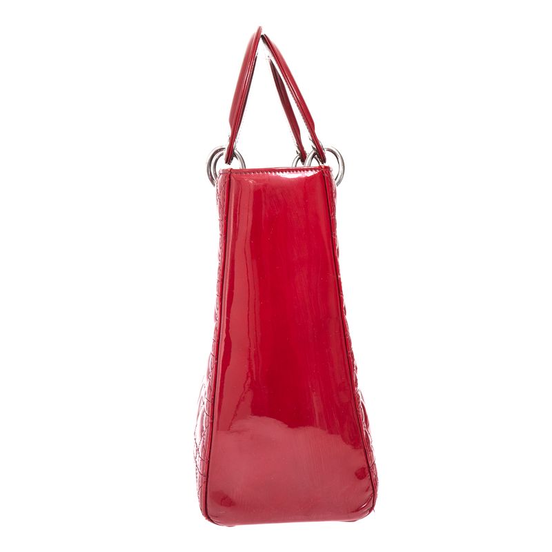 Bolsa-Christian-Dior-Lady-Dior-Grande-Verniz-Vermelha