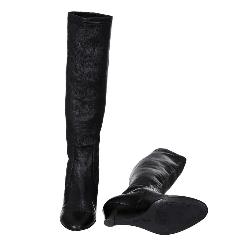 Bota-Salvatore-Ferragamo-Anabela-Couro-Preto-