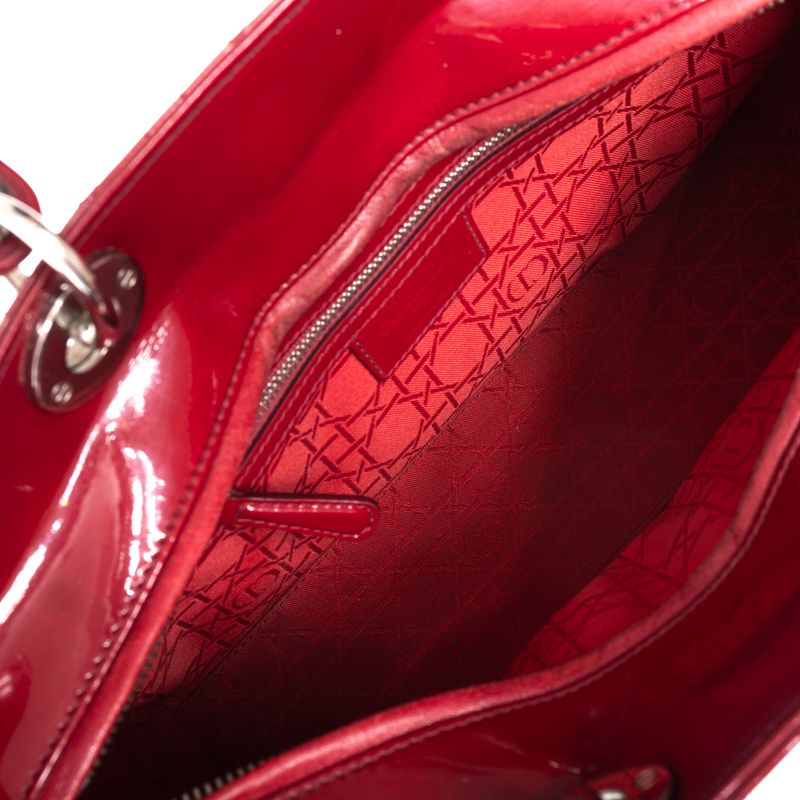 Bolsa-Christian-Dior-Lady-Dior-Grande-Verniz-Vermelha