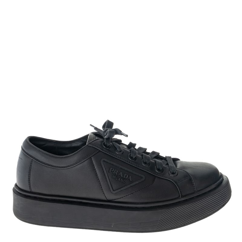 Tenis-Prada-Logo-Couro-Preto