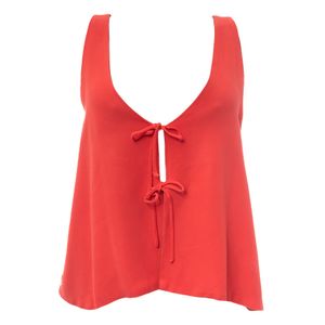 Blusa Cris Barros Colete Amarração Coral