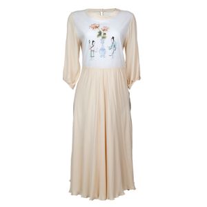 Vestido Cris Barros Estampa Bege e Branco