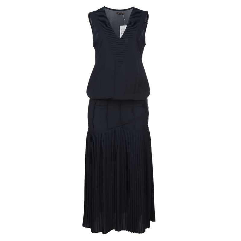 Vestido-Mixed-Plissado-Azul-Marinho