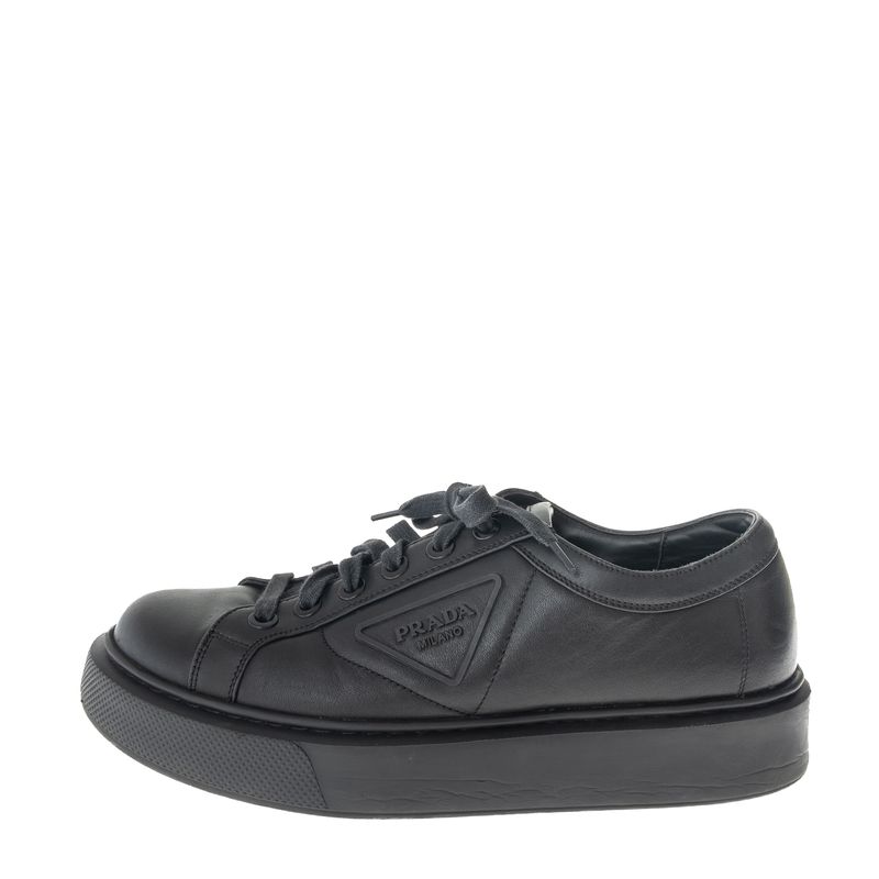 Tenis-Prada-Logo-Couro-Preto