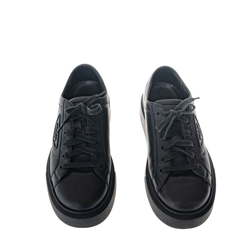 Tenis-Prada-Logo-Couro-Preto