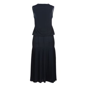 Vestido Mixed Plissado Azul Marinho