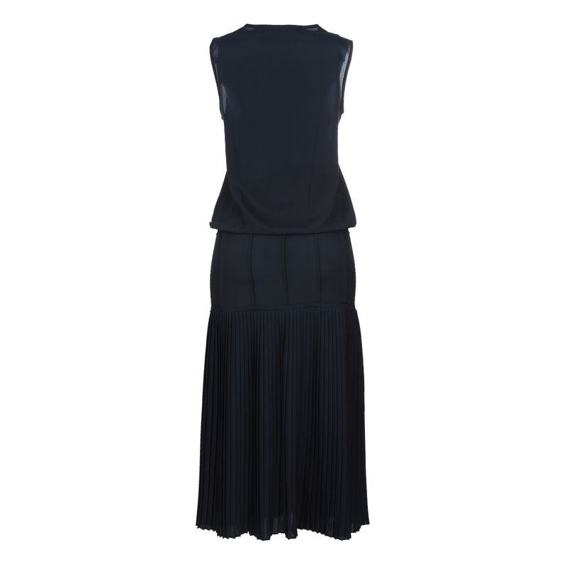Vestido-Mixed-Plissado-Azul-Marinho