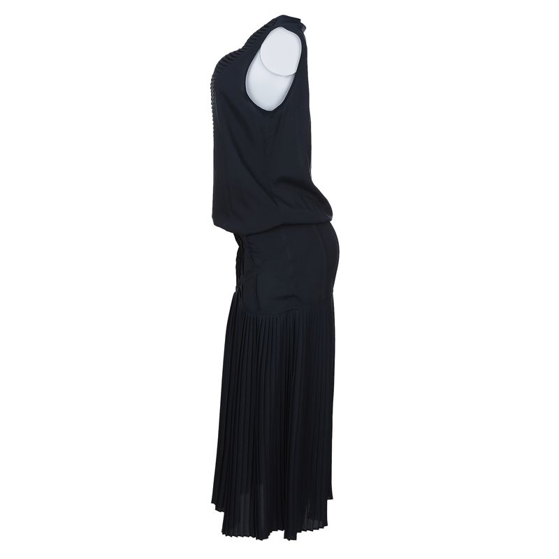 Vestido-Mixed-Plissado-Azul-Marinho
