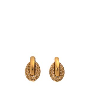 Brinco de Pressão Swarovski Dourado com Cristais