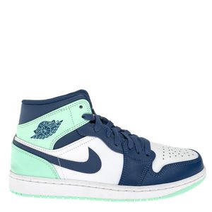 Tênis Nike Air Jordan 1 Mid Turquesa Azul e Branco