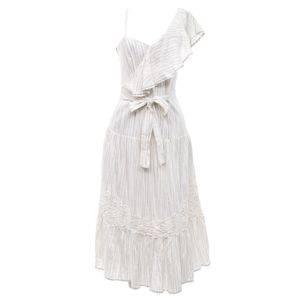 Vestido S Club Ombro Só Listrado Branco