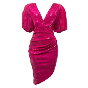 Vestido Fabiana Milazzo Assimétrico Bufante Pink