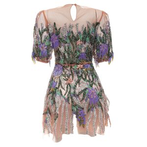 Vestido Fabiana Milazzo Curto Bordado Lavanda